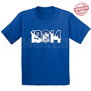 Phi Beta Sigma T-Shirt with Crest and Founding Year, Royal Blue - EMBROIDERED with Lifetime Guarantee