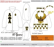 White Alpha Phi Alpha Gamma Chapter Line Jacket with Basic Greek Letters/Crest Front, Sleeves, Collar, & Complete Back