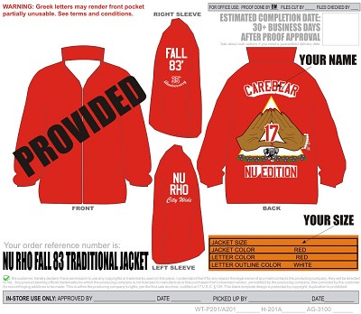 Devastating Diva Nu Rho Chapter Fall 83 Traditional Line Jacket, Red