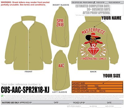 Diva AAC Chapter, Spring 2018 Line Jacket, Tan