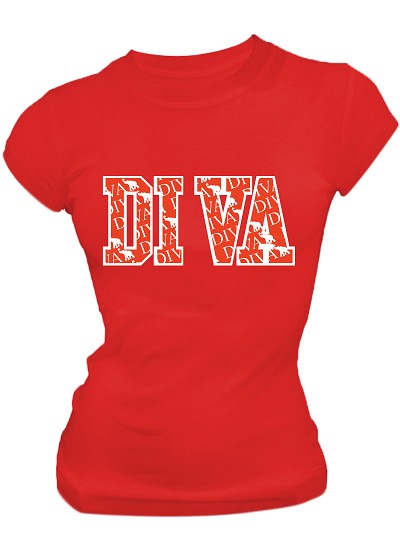  Diva Print Screen Printed T-Shirt, Red