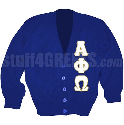 Royal Blue Alpha Phi Omega Cardigan Sweater 